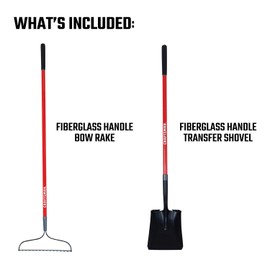 CRAFTSMAN 2-Piece Garden Tool Set with Transfer Shovel and Bow Rake, Fiberglass Handles, Cushion Grips for Landscaping, Gardening & Yardwork