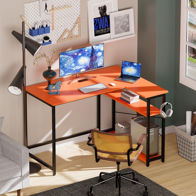 Pamray 43 Inch L Shaped Computer Desk with Reversible Side
