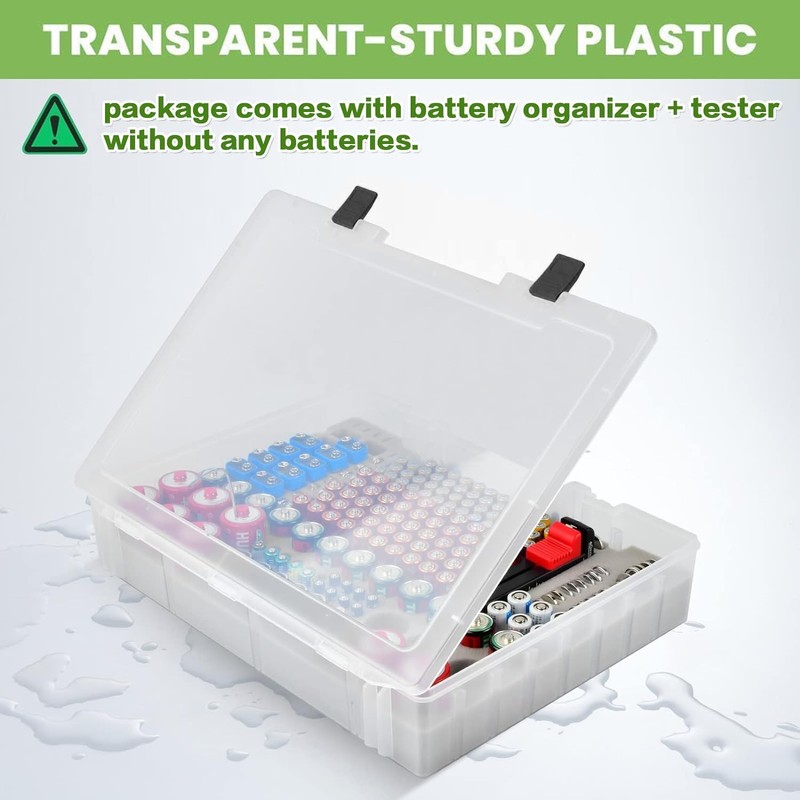 Battery Organizer Storage Holder- Batteries Case Containers Box with Tester