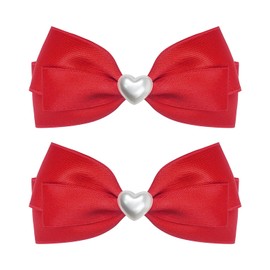 LMYMHMLM 2pcs Red hair bows for girls, cute bow hair clips for women, red hair bow with alligator hair clip, christmas and valentines hair bows, hair accessories for girls