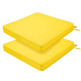 FUNHOME Outdoor Chair Cushions 18"x18"x2.5" Set of 2,Water Resistant Patio Chair Cushion with Zipper&Ties,18x18 Inch Replacement Square Seat Cushion for Garden Chairs(Yellow)