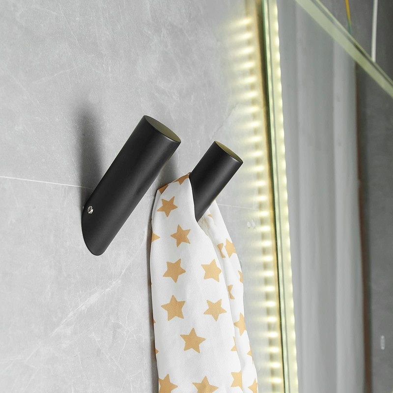 Beelee Wall Hooks Black Towel Hooks 4 Pack Coat Hooks