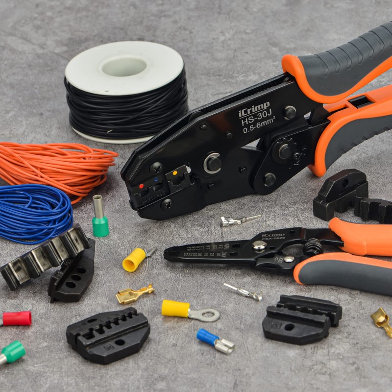 iCrimp Ratchet Wire Crimping Tool Set w/ 5 Interchangeable Jaws