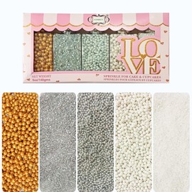 Confect Sprinkles -Metal Mania Disco Ball Sprinkle Mix – 5-Pack Assorted Edible Sprinkles with Bronze, White & Gunmetal + Sparkling White & Silver Sugar – Cake, Cupcake & Cookie Decorating – Vegan, Gluten-Free, Nut-Free, Soy-Free, Dairy-Free, Palm Oil-Free -5 Oz