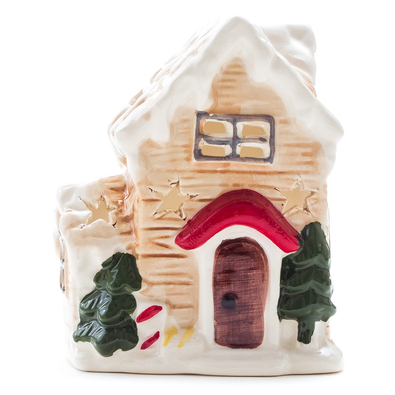 DARO DEKO Ceramic Christmas House Tea Light Holder 10 x