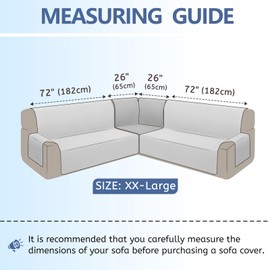 Arfntevss Sectional Sofa Cover Corner Sectional Couch Cover L Shaped Reversible Washable Sofa Slipcover for Dog Pet Quilted U Shape Couch Cover 4 Pcs Non Slip Furniture Protector (Khaki, XX-Large)