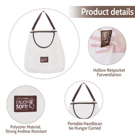 Minicoco 3 Pcs Grocery Mesh Bags, Reusable Produce Bags,Hanging Net String Shopping Bags for Vegetables and Fruits such as Potatoes, Onions, Tomatoes etc（Off white）