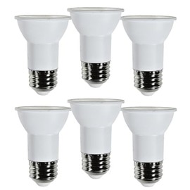 Diodesy- PAR16 LED Long Neck Flood Light Bulb 6.5W 500 Lumen E26 Medium Base 5000K Bright White Ideal for Track & Recessed Spot Light Bulbs 120V CRI80 40° Beam Angle Dimmable White Finish Pack of 6