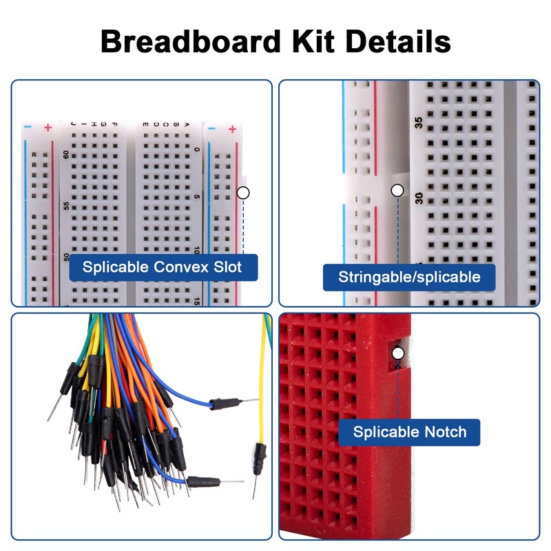 AYWHP 6 x Mini Breadboard Kit 170 Points (6 Colours)