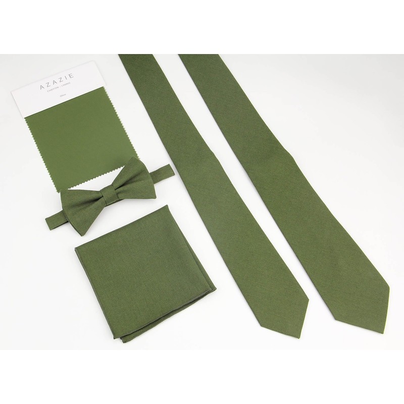 Mens Solid Linen Tie and Pocket Square Set - Slim