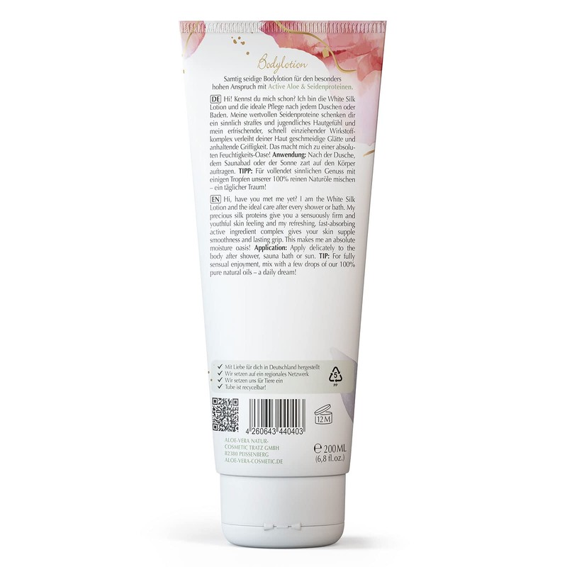 Aloe Vera Cosmetic Tratz White Silk Lotion Body Touch Series