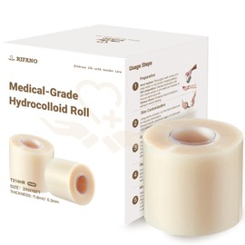 RIFANO Medical Hydrocolloid Tape Roll, Cut-to-Size, 2in*10ft, 19.7mil/ 0.5mm Thickness, Extra Large Hydrocolloid Patch Bandages with Self-Adhesive, Ultra Absorbent, Flexible & Waterproof