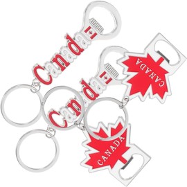 LIFKOME 4 Llaveros Con La Bandera De Canadá Llaveros De Hoja De Arce Con Abrebotellas Llavero De Recuerdo Para Viajes Celebraciones Cumpleaños Y Uso Diario