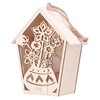 2Pcs Bird House with Warm Light Hollow Flowers Patterns Bird