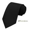 BEWDIO Black Skinny Ties for Men, Silk Satin Tie with