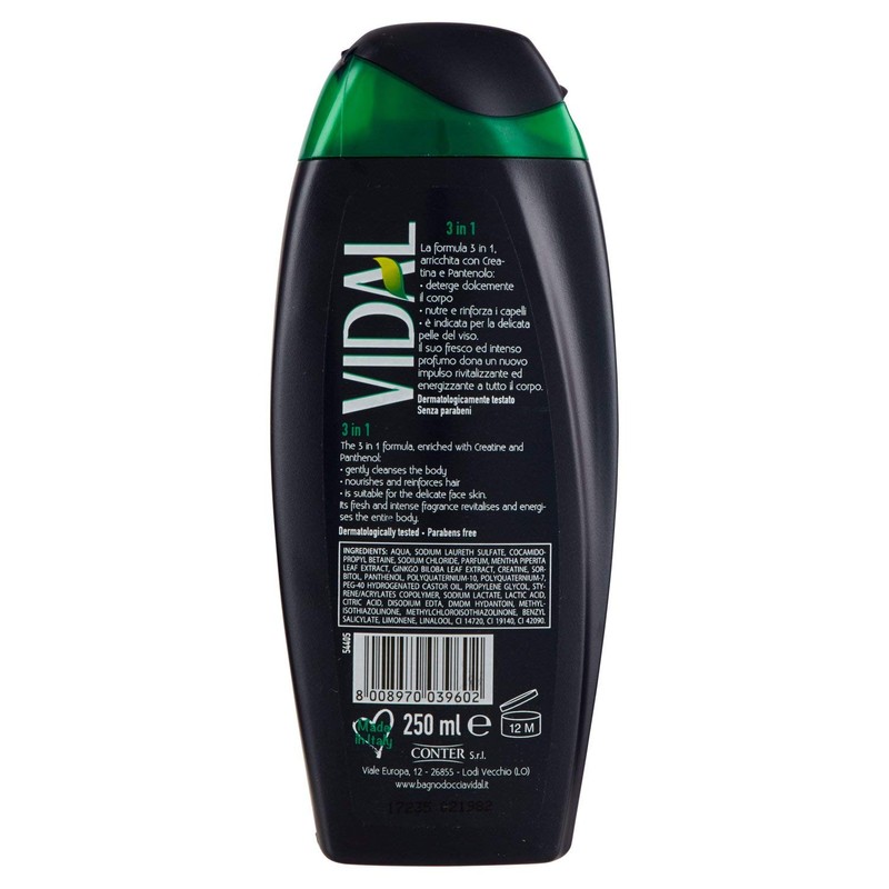 Men Peppermint Face & Ginkgo 3 in 1 Shower Gel Shampoo 250ml