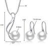 AMIGUO Freshwater Pearl Jewellery Set Earrings Necklace Solid 925 Silver