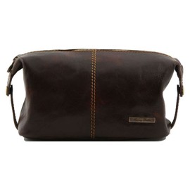 Tuscany Leather Mens Wash Bag – Dark Brown