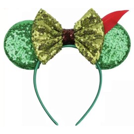 CLGIFT Orejas de Minnie de Peter Pan, elige tu color, orejas de Minnie Tinkerbell, orejas de Minnie plateadas y doradas, orejas de ratón brillantes de arco iris, orejas de Minnie clásicas de lentejuelas rojas (pequeñas)