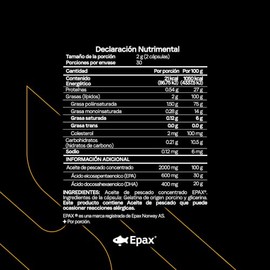 Omega 3 Aceite de Salmón Noruego | Epax® | 600 mg EPA + 400 mg DHA por Porción | Certificado FST | Ultra Concentrado Alta Pureza en Forma de Triglicer