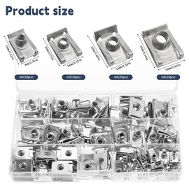 100 Stück Blechmutter, M4 M5 M6 M8 Edelstahl U-Typ Blechmuttern Sortiment Set Gewinde Clip Mutter Schnappmutter Set für Kfz Karosserieschrauben Muttern mit Aufbewahrungsbox