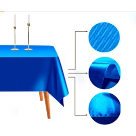 57"X86"Durable Tablecloth Satin Table Linens for Rectangular Tables Wedding Party Table Cloth Kitchen Dinning (Blue , Rectangle)