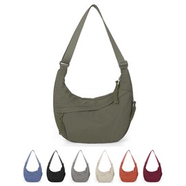 Lushandy Nylon Crescent Crossbody Bag for Women Luna Bag Dumpling Bag Moon Shoulder Bag Lightweight Sling Bag Casual Hobo Bag