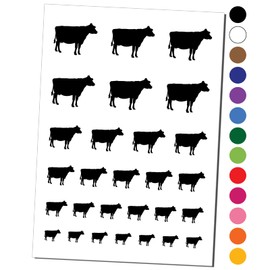 Solid Cow Farm Animal Temporary Tattoo Water Resistant Fake Body Art Set Collection - Black (One Sheet)