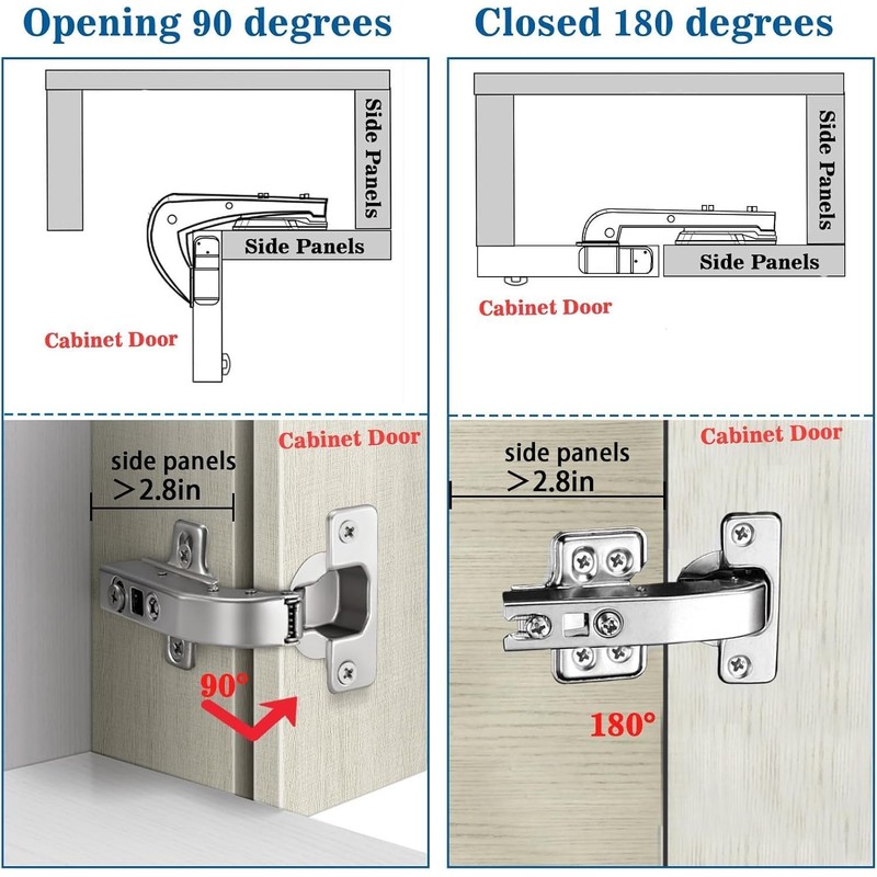 Pack of 2 90 Degree Soft Close Hinges for Cabinet