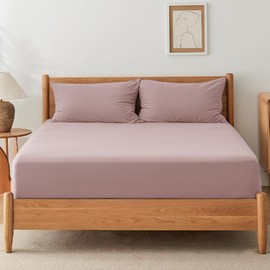 SSW HOMES Fitted Sheet Extra Deep 40cm, Brushed Microfiber Breathable Durable Soft Hypoallergenic Fitted Bed Sheet Shrinkage and Fade Resistant (Blush, Double)