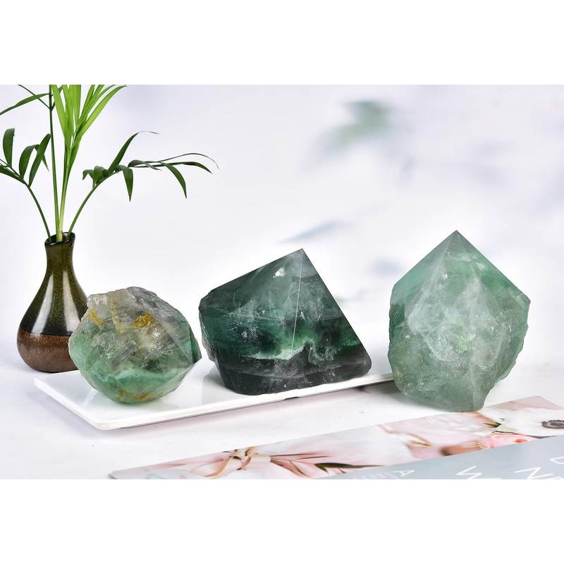 Natural Green Fluorite Crystal Wand Irregular Quartz Column 2.2-2.8 Lbs