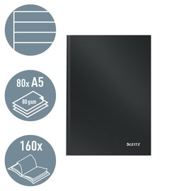 Leitz Notebook, 80 Pages, Hard Cover, Squared, Solid A5
