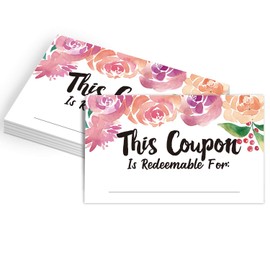 50 Coupon Cards, Floral Blank Gift Certificates Redeem Vouchers for Business, Coupons for Mom, Wife, Husband, Business - Vouchers, Business Services Coupon to Offer Customer Rewards and Incentives