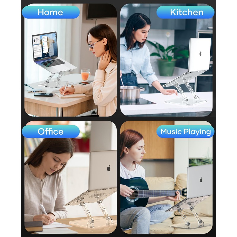 Lpoake 2 Pack Acrylic Laptop Stand for Desk, Adjustable Ergonomic