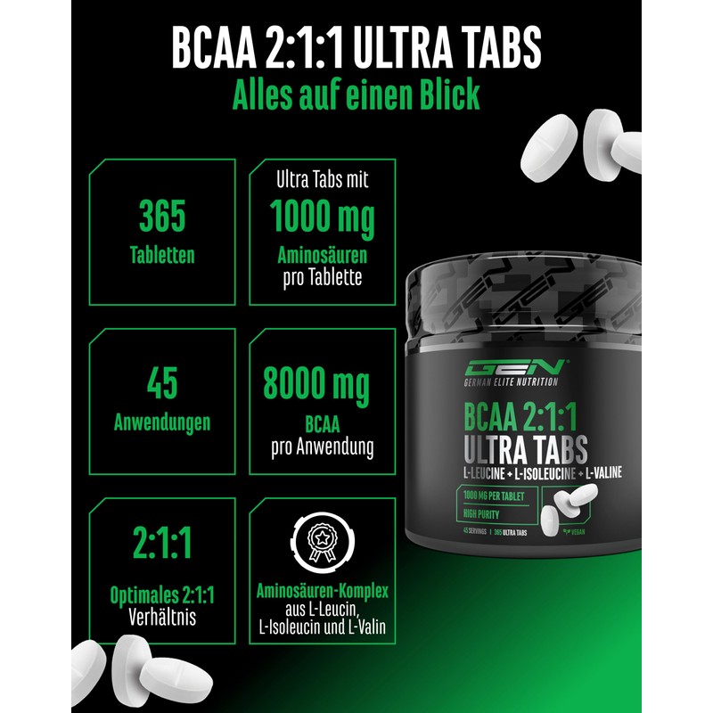 Gen German Elite Nutrition BCAA 2:1:1 Ultra Tabs - 365