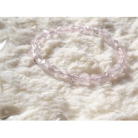 Kanoishi ∞ [Women Walk in a Happy Life, Amulet] Rose Quartz Bracelet for Women, Power Stone, Natural Stone, 0.2 inch (6 mm), Round Cut, (For Purification, Rough Stone)