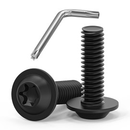 Pack of 10 M8 x 25 Screws, Pan Head Screws, Torx Screws, Flange Screws, Stainless Steel, A2 V2A, Full Thread, Black Oxide, with Torx Key