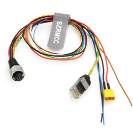 SZRMCC Livox Mid-360 Cable M12 Aviation 12Pin Female 3 in 1 Splitter RJ45 XT30 Flying Leads Data Sensor Cable for DJI Livox Mid-360 Avia Lidar (50cm)