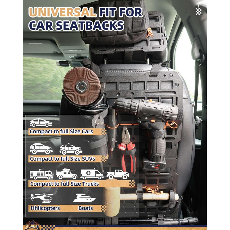 Broaddict Rigid Molle Panels fit for Vehicles + Headrest Molle