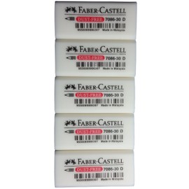 Faber-Castell Pencil Eraser, Extra Soft, Dust Free, Clean Erasing, Excellent, Minimal Crumbling, Pack of 5 (4 x 1.9 x 1.2 cm)