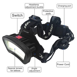 Nevixtal Tattoo Work Headlamp,LED Rechargeable Headlamp,Tattoo Supplies,Super Bright Head Lamp,Tattoo Special Polarized Light Filter lampshade,Eliminating Shadowsl.