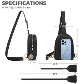 VOROLO Sling Bag Crossbody Bag For Women and Men Women Belt Bag Small Leather Sling Chest Bag with Ajustable Strap Black 01 PU