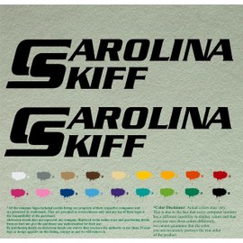 Pair of Carolina Skiff Boats Compatible Replacement Decals Vinyl Stickers Outboard Motor Set of 2 (36", Black 070)