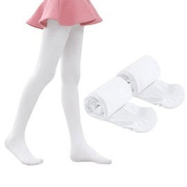 YUANJ Ballet Tights Girls Pack of 2 Ballet Tights Children's Dance Tights Girls for Ballet Gymnastics Dance Sports, White