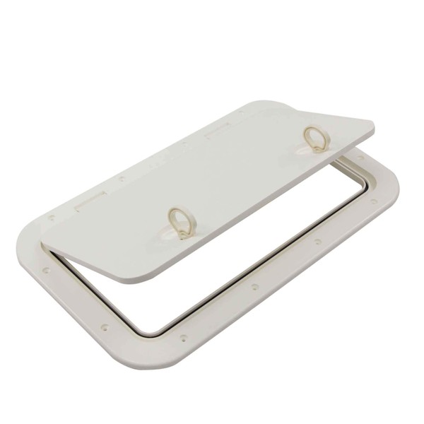 Five Oceans Marine Deck Access Hatch with Locking Slam Latch Handle, Off-White UV-Stabilized Polypropylene, Easy Installation, 23-1/2 inches (596mm) x 13-5/8 inches (348mm), Water-Tight, FO-2348
