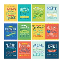 Carson Dellosa Positive Character Traits Poster, Wall Poster Set for Growth Mindset Wall Decor, and Calm Down Corner Supplies, Inspirational Posters Teacher Supplies & Classroom Supplies (12 Posters)