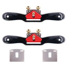 Swpeet 2Pcs 10'' Adjustable Spokeshave with Flat Base and 2Pcs Replacement Blades, Metal Blade Wood Working Hand Tool Perfect for Wood Craft, Wood Craver, Wood Working