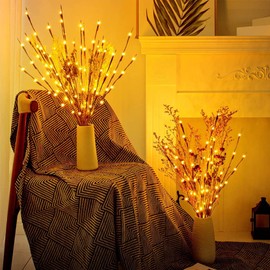 2PCs LED Luces de Rama, Purplecrystal Ramas de Arbol con Luz LED, 40 LEDs Luz de Noche de Decorativas Perfecto para Navidad, DIY, Vacaciones, Fiesta y Decoración del Hogar, Luz de Color