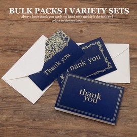 36 Pack Cards with Envelopes, Navy Blue Thank You Cards, 4" x 6" Classy Card for Business, Baby Shower, Wedding, Small Business, Graduation, Bridal Shower