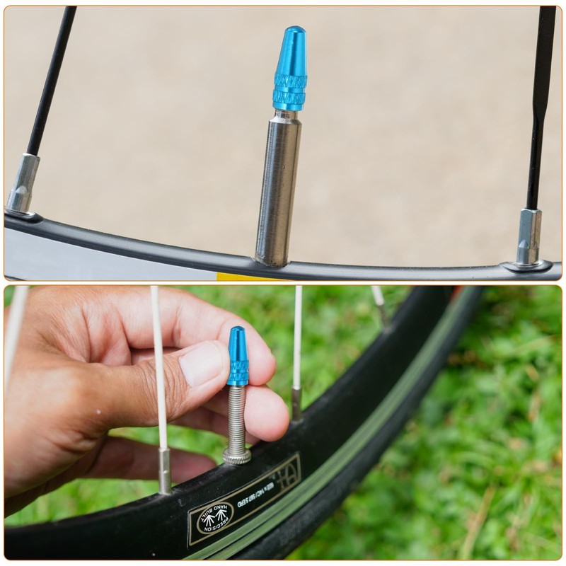 sourcing map 8pcs Bike Valve Caps Anodized Aluminum Road Bicycle